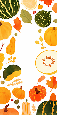 JPG 모양 식물 디자인 계절 컬러 백그라운드 과일 일러스트 자연 호박 장식 노란색 주황색 다양 수확 가을 뷰티풀 풍요 수분_꽃가루 국내일러스트 AI일러스트 AI콘텐츠 다수 컨셉 농업 채소 생태계 파일형식