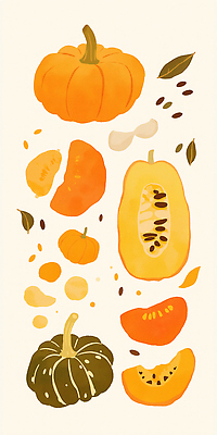 JPG 모양 식물 디자인 계절 음식 컬러 일러스트 자연 생명 호박 건강 씨앗 장식 농장 식사 수확 기도 크기 그림 레시피 비건 국내일러스트 AI일러스트 AI콘텐츠 농업 채소 생태계 채식주의자 파일형식