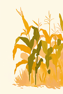 JPG 식물 디자인 컬러 잎 일러스트 자연 생명 풍경 장식 초록색 농작물 햇빛 노란색 정원 그림 식물원 조화 뷰티풀 국내일러스트 AI일러스트 AI콘텐츠 농업 태양 생태계 파일형식