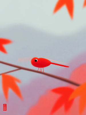 JPG 나무 동물 잎 일러스트 자연 단풍나무 가지 빨간색 평화 귀여움 환경 원근감 가을 벌레 숲 생태계 흐림 뷰티풀 색감 경관 국내일러스트 AI일러스트 AI콘텐츠 식물 계절 뷰포인트 컬러 곤충 컨셉 단풍 채소 날씨 풍경 파일형식