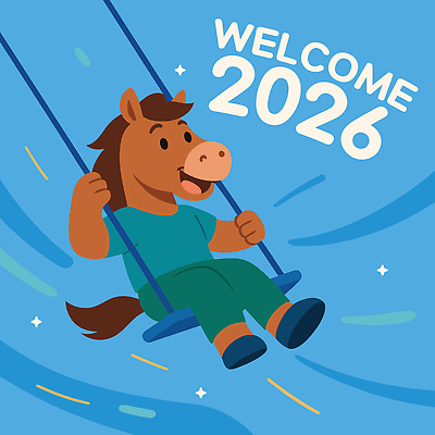 동물 캐릭터 컬러 일러스트 놀이 하늘 웃음 파란색 반짝임 귀여움 기쁨 말_게임 유머 놀이터 즐거움 그네 환영 상상력 2026년 국내일러스트 병오년 AI파일 감정 컨셉 모션 표정 연도 파일형식 벡터