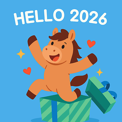 캐릭터 행복 컬러 백그라운드 일러스트 모션 선물 반짝임 상자 파티 귀여움 기쁨 하트 축하 춤 말_게임 생일 저녁 2026년 국내일러스트 병오년 AI파일 모양 기념일 감정 컨셉 문화예술 이벤트 야간 연도 파일형식 벡터