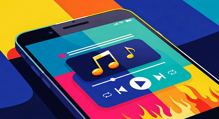 JPG 디자인 창 예술 음악 컬러 일러스트 버튼 모바일 기술 그래픽 스마트폰 디지털 스크린 체험 누름 재생 인터페이스 사용자 국내일러스트 AI일러스트 AI콘텐츠 무기 컨셉 모션 문화예술 핸드폰 스마트기기 파일형식