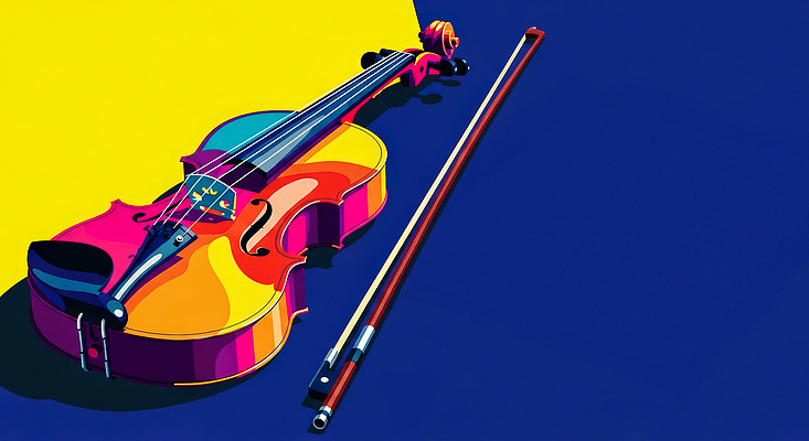 JPG 디자인 예술 악기 음악 컬러 백그라운드 일러스트 재료 장식 소리 표현 분위기 클래식 바이올린 활 뷰티풀 색채 창의성 창작 국내일러스트 AI일러스트 AI콘텐츠 컨셉 현악기 문화예술 파일형식