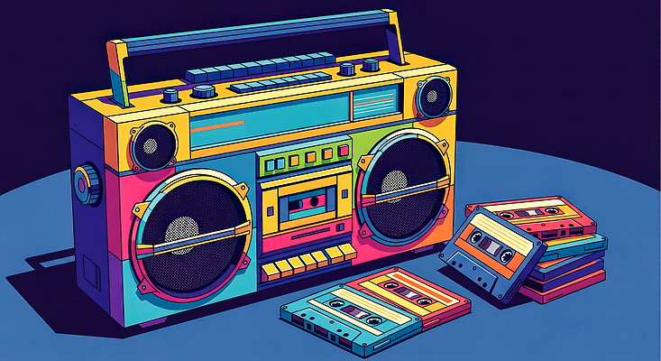 JPG 디자인 문화 음악 컬러 일러스트 탁자 장식 컬러풀 소리 장비 빈티지 추억 라디오 복고 오디오 스타일 국내일러스트 AI일러스트 AI콘텐츠 가구 컨셉 문화예술 전자제품 파일형식