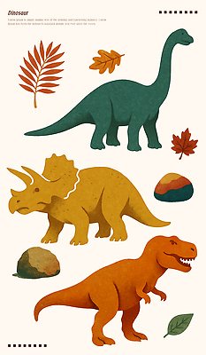 PSD 동물 디자인 컬러 잎 일러스트 자연 생물 미술 바위 공룡 생태계 브라키오사우루스 육식공룡 초식공룡 티라노사우루스 국내일러스트 식물 파충류 문화예술 돌_바위 파일형식