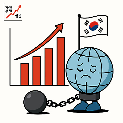 캐릭터 지구 상징 일러스트 통계 그래프 한국 경제 세계 글로벌 유행 슬픔 성장 변화 시장 무게 투자 상승 빚 국내일러스트 AI파일 감정 아시아 컨셉 비즈니스 파일형식 벡터