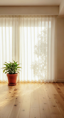 JPG 식물 편집이미지 화분 조명 실내 따뜻함 그림자 인테리어 햇빛 공간 커튼 편안함 창가 나무바닥 밑창 편집실사 AI포토 AI콘텐츠 디자인 창문 바닥 내부 태양 감각 CG 파일형식