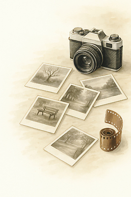 JPG 나무 예술 여행 벤치 일러스트 자연 흑백 풍경 카메라 정원 촬영 표현 기록 추억 앨범 필름 베네치아 감성 뷰티풀 순간 국내일러스트 AI일러스트 AI콘텐츠 식물 컨셉 의자 촬영기법 전자제품 이탈리아 생태계 파일형식