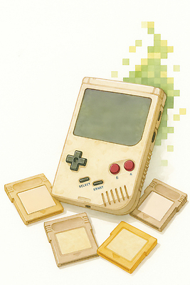 JPG 디자인 문화 일러스트 장신구 놀이 기술 스크린 게임 추억 게임기 수집 향수 즐거움 복고 색감 디지털아트 픽셀 기획사 국내일러스트 AI일러스트 AI콘텐츠 감정 컨셉 회사 화장품 파일형식