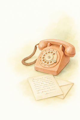 JPG 전통 손글씨 디자인 예술 분홍색 일러스트 통신 탁자 인테리어 고요 카페 추억 편지 전화기 문서 복고 아날로그 감성 소통 정물화 국내일러스트 AI일러스트 AI콘텐츠 컬러 가구 컨셉 상점 그림 파일형식