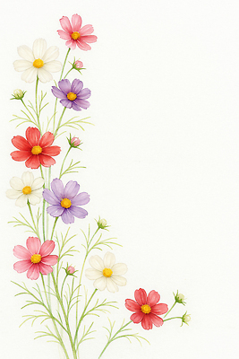 JPG 식물 디자인 꽃 예술 줄기 컬러 일러스트 자연 정원 봄 코스모스 화사함 감성 조화 뷰티풀 상상력 색채 디테일 국내일러스트 AI일러스트 AI콘텐츠 계절 컨셉 생태계 파일형식