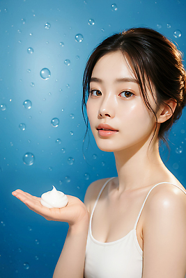 JPG 모델 편집이미지 여자 백그라운드 미소 화장 뷰티 촬영 청결 화장품 알림 피부관리 스킨케어 의료성형뷰티 편집실사 AI인물포토 AI콘텐츠 표정 사람 위생 CG 파일형식 AI포토