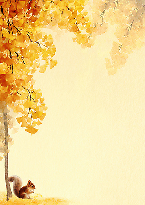 JPG 나무 식물 동물 일러스트 자연 풍경 햇빛 노란색 고요 가을 녹음 숲 생태계 다람쥐 조용 은행나무 서식지 채색 뷰티풀 자연관찰 국내일러스트 AI일러스트 AI콘텐츠 계절 컬러 미술 태양 관찰 기록 설치류 파일형식