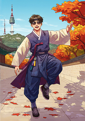 JPG 문화 여행 단풍 일러스트 자연 거리 서울 한국 표정 풍경 청년 걷기 가을 전통의상 한복 즐거움 외출 남산 국내일러스트 AI일러스트 AI콘텐츠 한국전통 전통 계절 감정 아시아 잎 모션 성인 생태계 랜드마크 파일형식