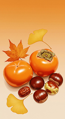 JPG 계절 음식 과일 일러스트 자연 나뭇잎 디저트 건강 감 선물 미술 풍경 주황색 수확 가을 밤 유기농 도토리 채식주의자 국내일러스트 AI일러스트 AI콘텐츠 영양군 웰빙 컬러 잎 농업 문화예술 견과류 경상북도 생태계 채식 파일형식