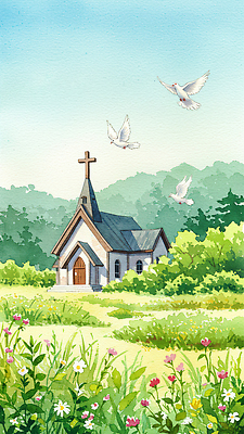 JPG 동물 꽃 여유 일러스트 자연 하늘 풍경 일상 성당 교회 평화 자유 기도 숲 비둘기 조용 뷰티풀 국내일러스트 AI일러스트 AI콘텐츠 식물 감정 컨셉 종교건축 조류 건물 라이프 생태계 파일형식