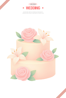 PSD 디자인 기념일 꽃 음식 분홍색 컬러 일러스트 결혼식 디저트 사랑 이벤트 장식 장미 파티 케이크 축하 생일 우아함 백합 국내일러스트 식물 감정 결혼 컨셉 파일형식