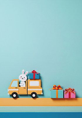 JPG 편집이미지 행복 백그라운드 선물 장식 파란색 상자 귀여움 트럭 토끼 오브젝트 연휴 파스텔톤 이미지편집 AI포토 AI콘텐츠 감정 컬러 컨셉 포유류 자동차 공휴일 반려동물 파일형식