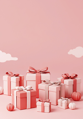 JPG 편집이미지 디자인 기념일 분홍색 컬러 백그라운드 포장 선물 이벤트 장식 세트 상자 파티 축하 크기 이미지편집 AI포토 AI콘텐츠 컨셉 파일형식