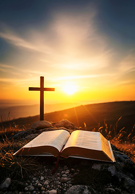 JPG 편집이미지 종교 십자가 자연 하늘 풍경 평화 믿음 성경 고요 일몰 기도 신성 조화 뷰티풀 편집실사 AI포토 AI콘텐츠 감정 컨셉 종교용품 노을 CG 생태계 파일형식