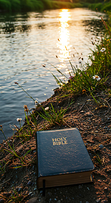 JPG 편집이미지 꽃 종교 자연 풍경 평화 노을 성경 고요 일몰 물가 저녁 힐링 편집실사 AI포토 AI콘텐츠 자연요소 식물 컨셉 종교용품 야간 CG 생태계 파일형식