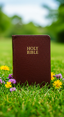 JPG 편집이미지 종교 화초 자연 잔디 초원 라이프 책 독서 햇빛 믿음 정원 성경 들꽃 족자 Spirituality 편집실사 AI포토 AI콘텐츠 식물 꽃 감정 종교용품 생활 태양 CG 생태계 파일형식