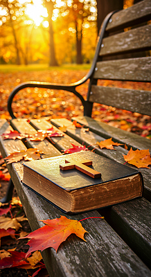 JPG 편집이미지 공원 낙엽 벤치 자연 나뭇잎 책 햇빛 평화 성경 가을 저녁 명상 사색 온도 뷰티풀 편집실사 AI포토 AI콘텐츠 계절 공공시설 컨셉 잎 생각 의자 종교용품 태양 야간 CG 생태계 파일형식