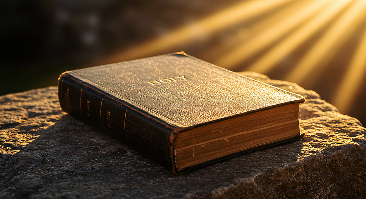 JPG 편집이미지 종교 자연 책 햇빛 평화 믿음 성경 돌_바위 기도 빈티지 분위기 조용 순간 편집실사 AI포토 AI콘텐츠 감정 컨셉 종교용품 태양 CG 생태계 파일형식