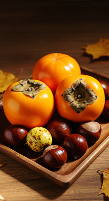 JPG 편집이미지 전통 음식 과일 촛불 자연 나뭇잎 디저트 따뜻함 감 풍경 가을 밤 편리함 나무쟁반 편집실사 AI포토 AI콘텐츠 계절 컨셉 잎 초 쟁반 목재 견과류 CG 생태계 파일형식