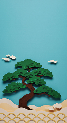 JPG 구름 편집이미지 디자인 컬러 자연 풍경 소나무 페이퍼아트 공예 종이공예 조화 창작 편집실사 AI포토 AI콘텐츠 자연요소 나무 취미 CG 생태계 파일형식