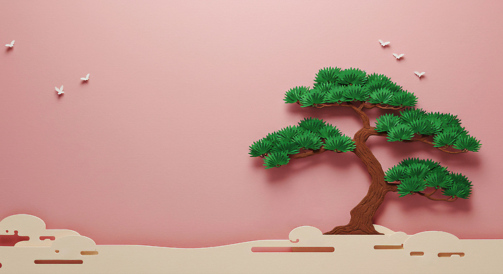 JPG 나무 편집이미지 디자인 예술 분홍색 백그라운드 자연 조류 환경 소나무 페이퍼아트 공예 작품 감성 조화 편집실사 AI포토 AI콘텐츠 식물 동물 컬러 컨셉 미술 취미 CG 생태계 파일형식