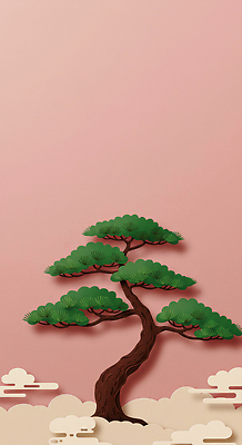 JPG 모양 나무 식물 편집이미지 디자인 예술 분홍색 백그라운드 잎 자연 장식 초록색 소나무 페이퍼아트 균형 조경 뷰티풀 편집실사 AI포토 AI콘텐츠 컬러 CG 생태계 파일형식