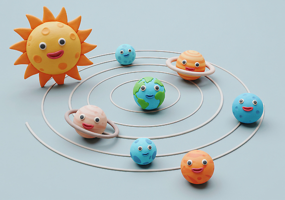 JPG 편집이미지 교육 컬러 과학 재료 놀이 학습 태양 모형 우주 행성 공작 태양계 기초 창의력 편집3D AI컴퓨터그래픽 AI콘텐츠 자연요소 조류 3D 파일형식