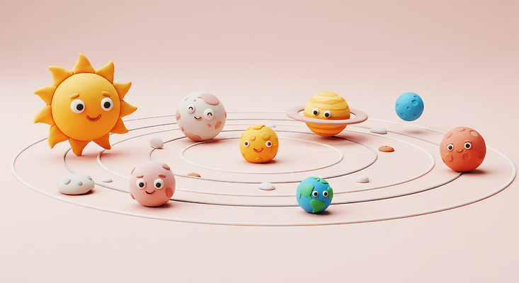 JPG 편집이미지 디자인 교육 태양 조형물 우주 귀여움 행성 플라스틱 우주과학 궤도 태양계 편집3D AI컴퓨터그래픽 AI콘텐츠 자연요소 과학 컨셉 재질 미술 3D 파일형식