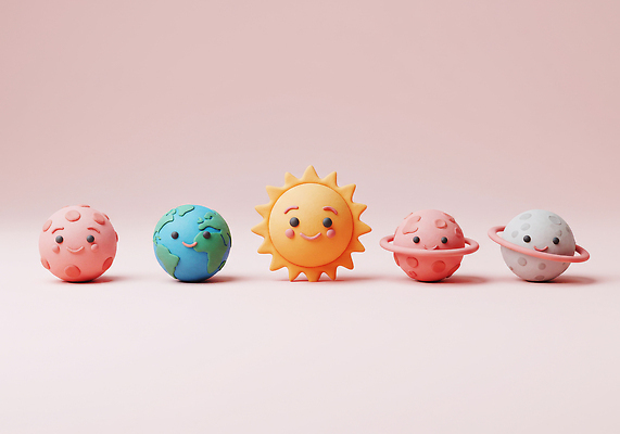 JPG 편집이미지 캐릭터 디자인 지구 분홍색 컬러 태양 모형 우주 귀여움 공간 행성 미니어처 배열 그림 편집3D AI컴퓨터그래픽 AI콘텐츠 자연요소 컨셉 3D 파일형식