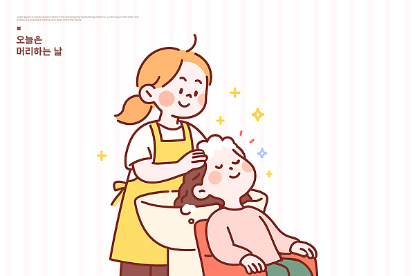 웰빙 행복 일러스트 휴식 관리 일상 뷰티 머리카락 머리 체험 미용실 편안함 미용사 고객 서비스 샴푸 시술 스타일 국내일러스트 AI파일 직업 감정 컨셉 라이프 신체부위 위생용품 감각 뷰티샵 파일형식 벡터