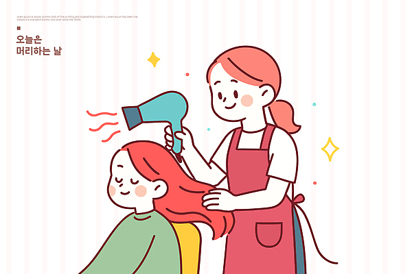 감정 일러스트 모션 뷰티 머리카락 머리 평화 미용용품 미용실 편안함 드라이어 미용사 고객 장면 화사함 뷰티풀 스타일링 테마 국내일러스트 AI파일 직업 컨셉 신체부위 감각 뷰티샵 오브젝트 파일형식 벡터