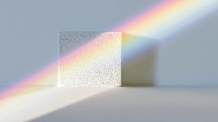 JPG 편집이미지 컬러 백그라운드 무지개 자연 조명 실내 빛 흰색 큐브 기하학 단순화된 프리즘 현상 효과 편집실사 AI포토 AI콘텐츠 자연요소 무늬 내부 CG 생태계 광학기기 파일형식