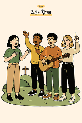 종교 음악 연주 일러스트 노래 모션 청소년 잔디 여름 친구 청춘 교회 기쁨 기타 그룹 즐거움 예배 화합 찬양 공동체 국내일러스트 AI파일 식물 계절 감정 컨셉 관계 종교건축 현악기 문화예술 사람 건물 파일형식 벡터