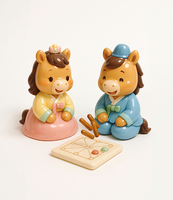 JPG 편집이미지 캐릭터 한국문화 인형 놀이 동화 바닥 친구 컬러풀 게임 도자기 전통의상 한복 즐거움 말인형 아기자기 편집3D 병오년 붉은말 AI컴퓨터그래픽 AI콘텐츠 동양문화 한국전통 전통 감정 컬러 컨셉 관계 한국 3D 말_동물 파일형식 2026년