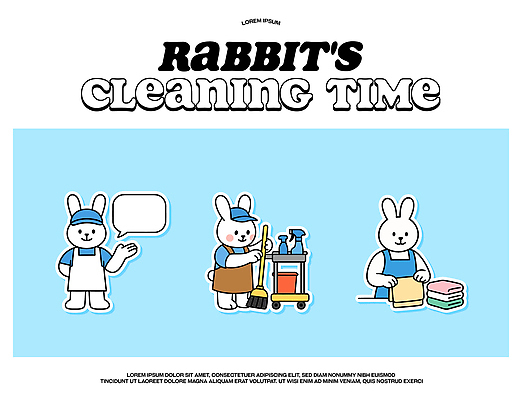 동물 캐릭터 디자인 감정 컬러 백그라운드 일러스트 모션 일상 귀여움 도구 토끼 시간 유머 청소 즐거움 장면 청소기 순간 국내일러스트 AI파일 컨셉 포유류 라이프 전자제품 반려동물 청소도구 파일형식 벡터