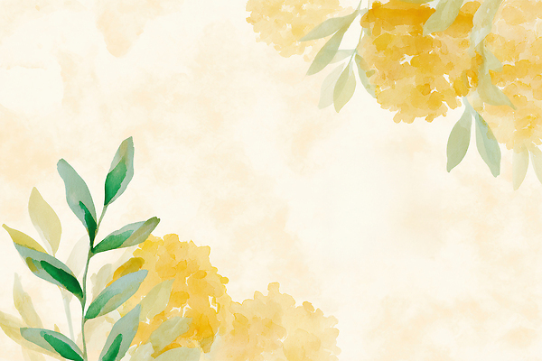 JPG 식물 디자인 꽃 예술 배경화면 백그라운드 잎 일러스트 자연 수채화 따뜻함 풍경 장식 노란색 부드러움 화사함 조화 뷰티풀 색감 국내일러스트 AI일러스트 AI콘텐츠 컬러 컨셉 감각 생태계 파일형식