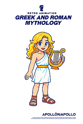 전통 어린이 음악 상징 일러스트 미소 신 그리스로마신화 로마신화 리라 아티스트 아폴로 스타일 일러캐릭터 AI파일 직업 캐릭터 종교 문화예술 표정 사람 신_종교 신화 파일형식 벡터
