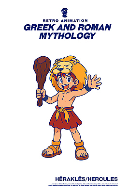 캐릭터 어린이 상징 컬러 일러스트 웃음 머리 도전 표현 망치 그림 복고 열정 그리스로마신화 표범 부족 로마신화 전설 픽셀 일러캐릭터 AI파일 헤라클레스 감정 컨셉 포유류 표정 사람 신체부위 공구 신화 파일형식 벡터