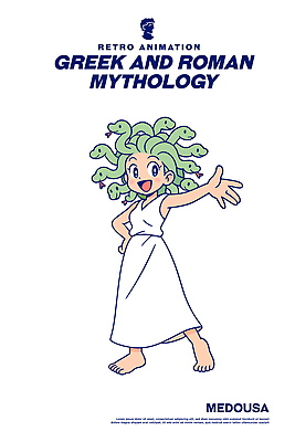 캐릭터 전통 식기 디자인 예술 포즈 일러스트 고대문명 이야기 사람 그리스 신화 그리스로마신화 로마신화 메두사 전설 일러캐릭터 AI파일 유럽 파일형식 벡터