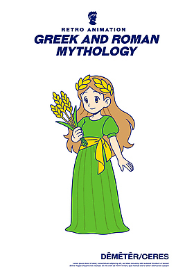 문화 예술 상징 농업 일러스트 자연 미소 금색 전통의상 그리스로마신화 데메테르여신 로마신화 상상력 여신 창의성 풍요 일러캐릭터 AI파일 캐릭터 전통 산업 컬러 컨셉 표정 생태계 신화 파일형식 벡터