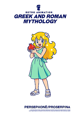 캐릭터 전통 드레스 어린이 상징 백그라운드 과일 일러스트 이야기 여름 신비 즐거움 조화 그리스로마신화 로마신화 밝은색 일러캐릭터 AI파일 페르세포네 옷 계절 감정 컨셉 사람 신_종교 신화 파일형식 벡터
