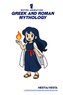 캐릭터 전통 여자 문화 예술 일러스트 불 불꽃 로맨틱 신 그림 신화 여신 헤스티아 일러캐릭터 AI파일 자연요소 종교 컨셉 사람 신_종교 그리스로마신화 파일형식 벡터