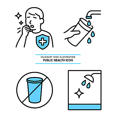 아이콘 교육 건강 관리 경고 안전 물 정보 바이러스 위생 질병 예방 식수 기침 2D아이콘 AI파일 자연요소 의학 파일형식 벡터